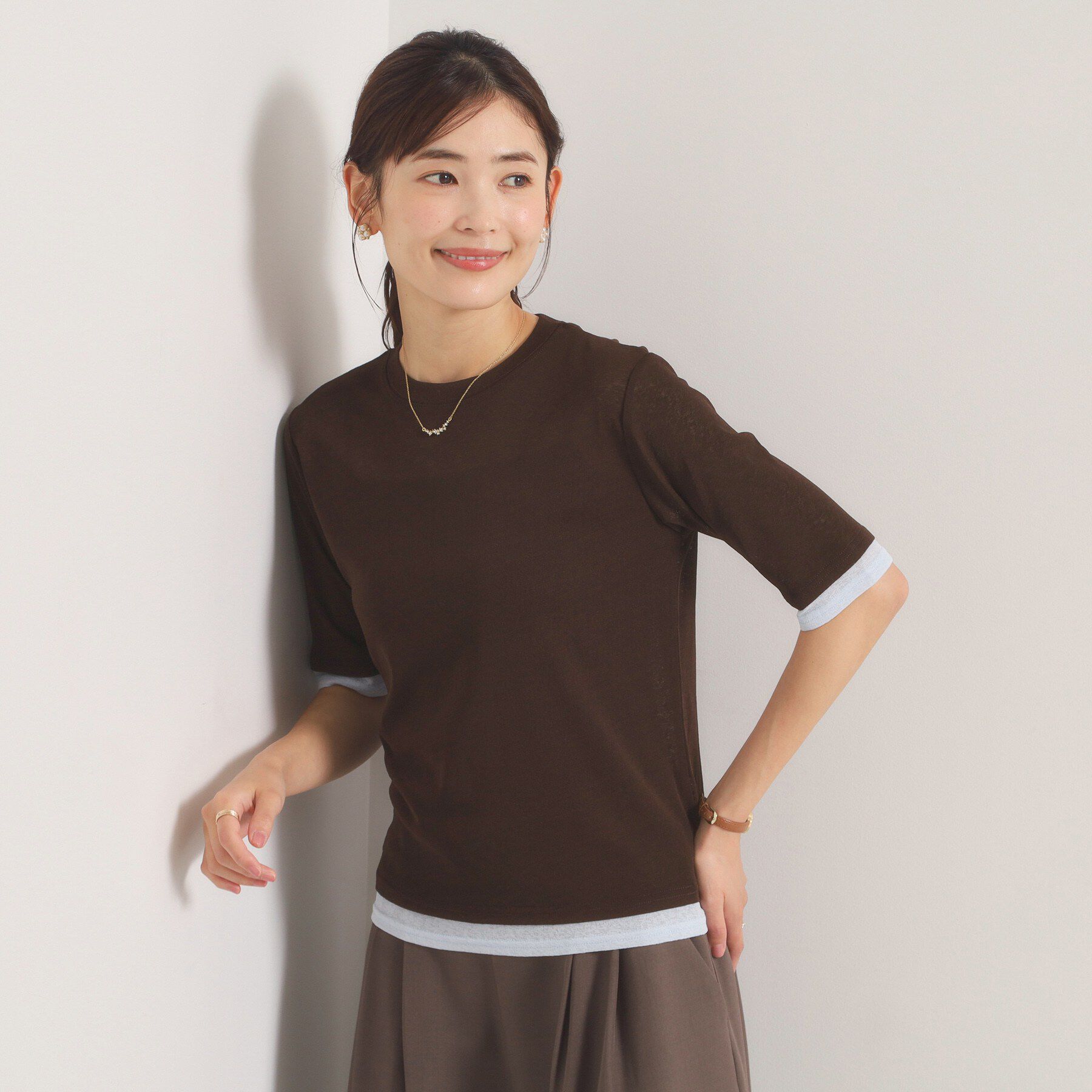 ITS&rsquo;DEMO「シアーレイヤード5分袖Tシャツ」|Tシャツ・カットソー|