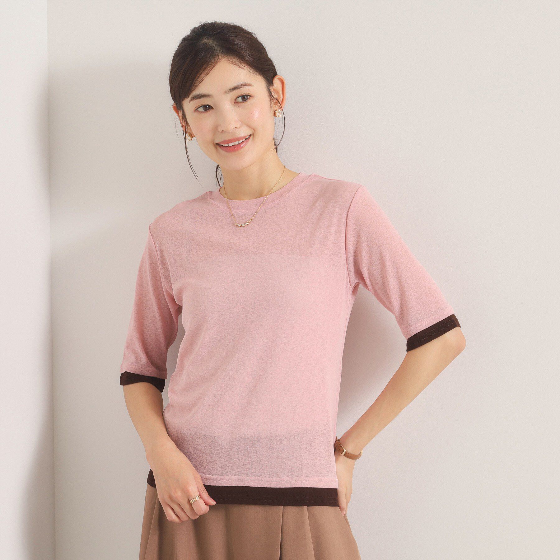 ITS&rsquo;DEMO「シアーレイヤード5分袖Tシャツ」|Tシャツ・カットソー|