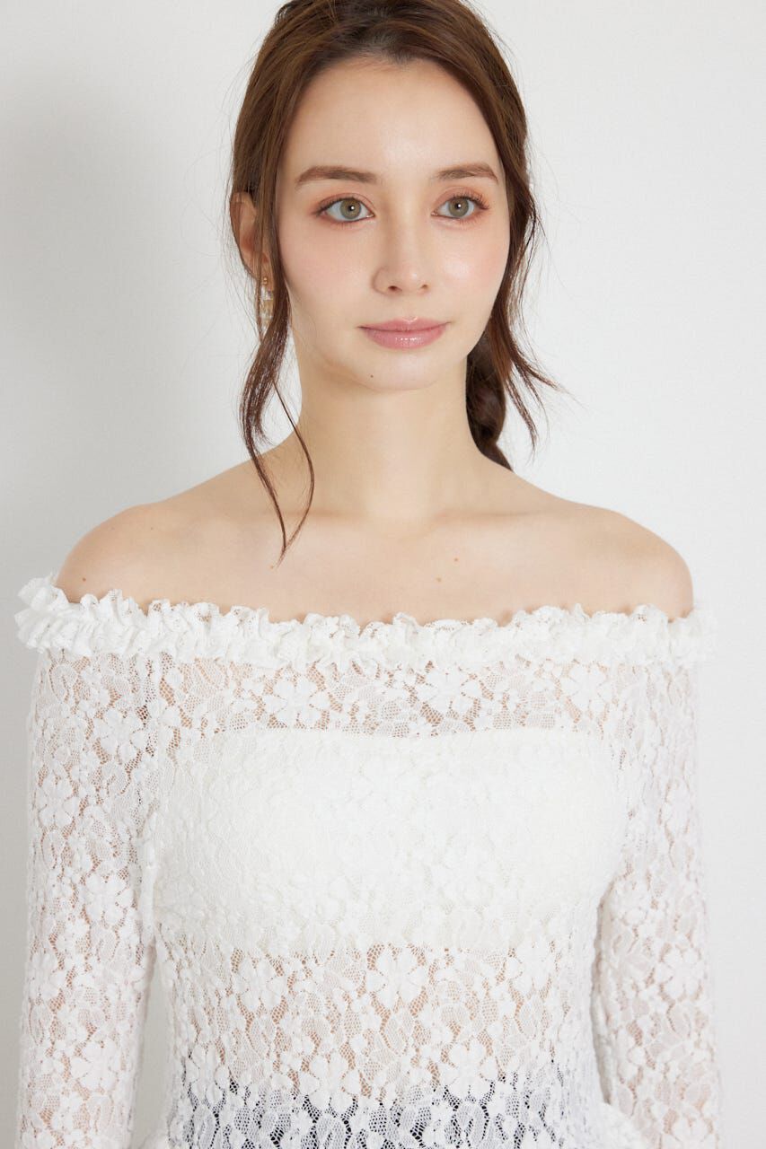 rienda「レースオフショルダーペプラムトップス」|Tシャツ・カットソー|