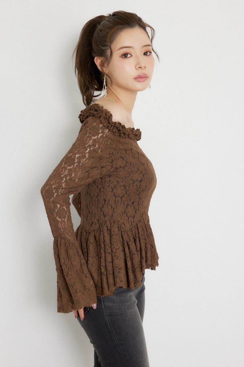 rienda「レースオフショルダーペプラムトップス」|Tシャツ・カットソー|