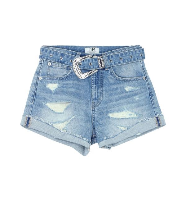 GYDA「ハイウエストLos Angeles bijouダメージデニムショートパンツ」|デニム|