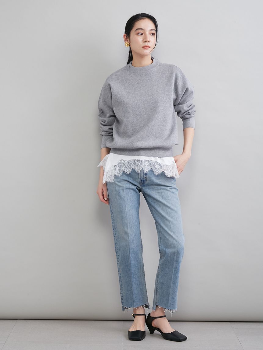 Mila Owen「【MILA PANTS】裾段差テーパードデニムパンツ」|デニム|