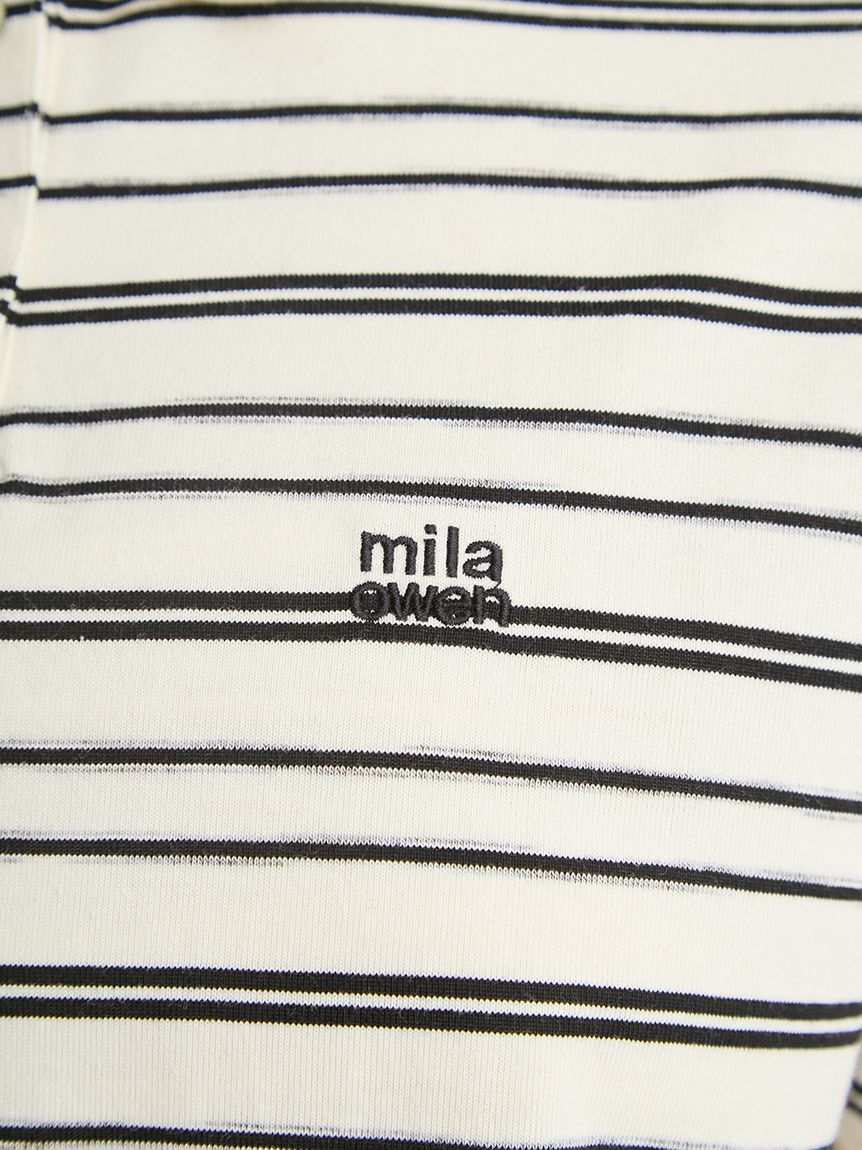 Mila Owen「【接触冷感】ボーダードロストポロシャツ」|ポロシャツ|