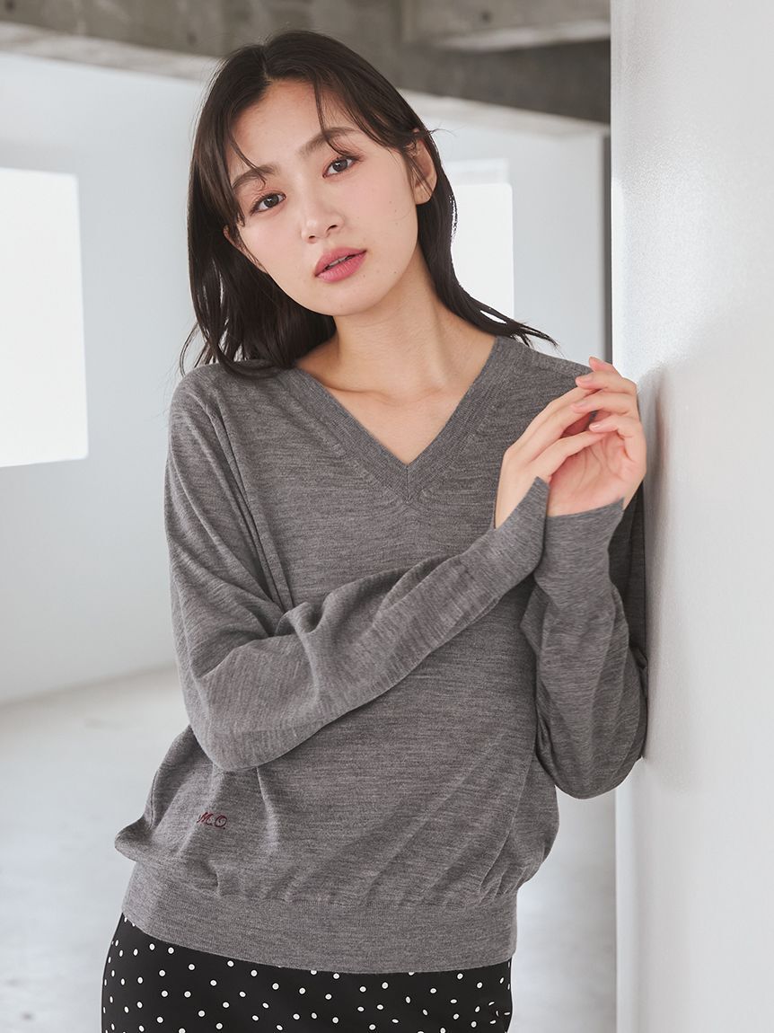 Mila Owen「wool100％ハイゲージVネックニット」|ニット・セーター|