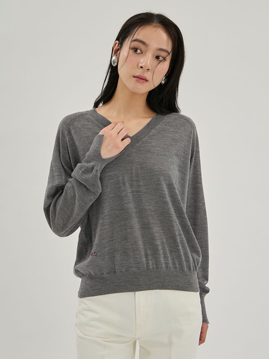 Mila Owen「wool100％ハイゲージVネックニット」|ニット・セーター|