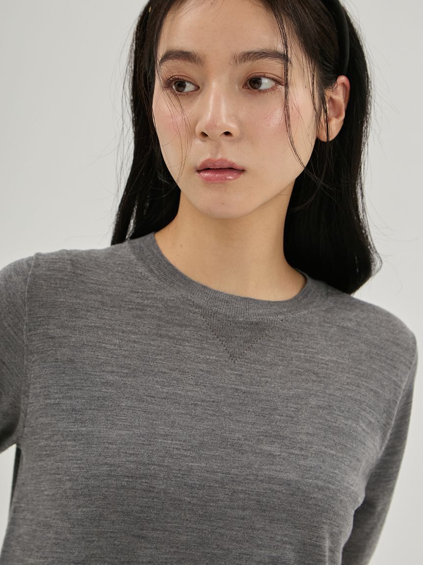 Mila Owen「wool100％ハイゲージクルーネック半袖プルオーバー」|ニット・セーター|