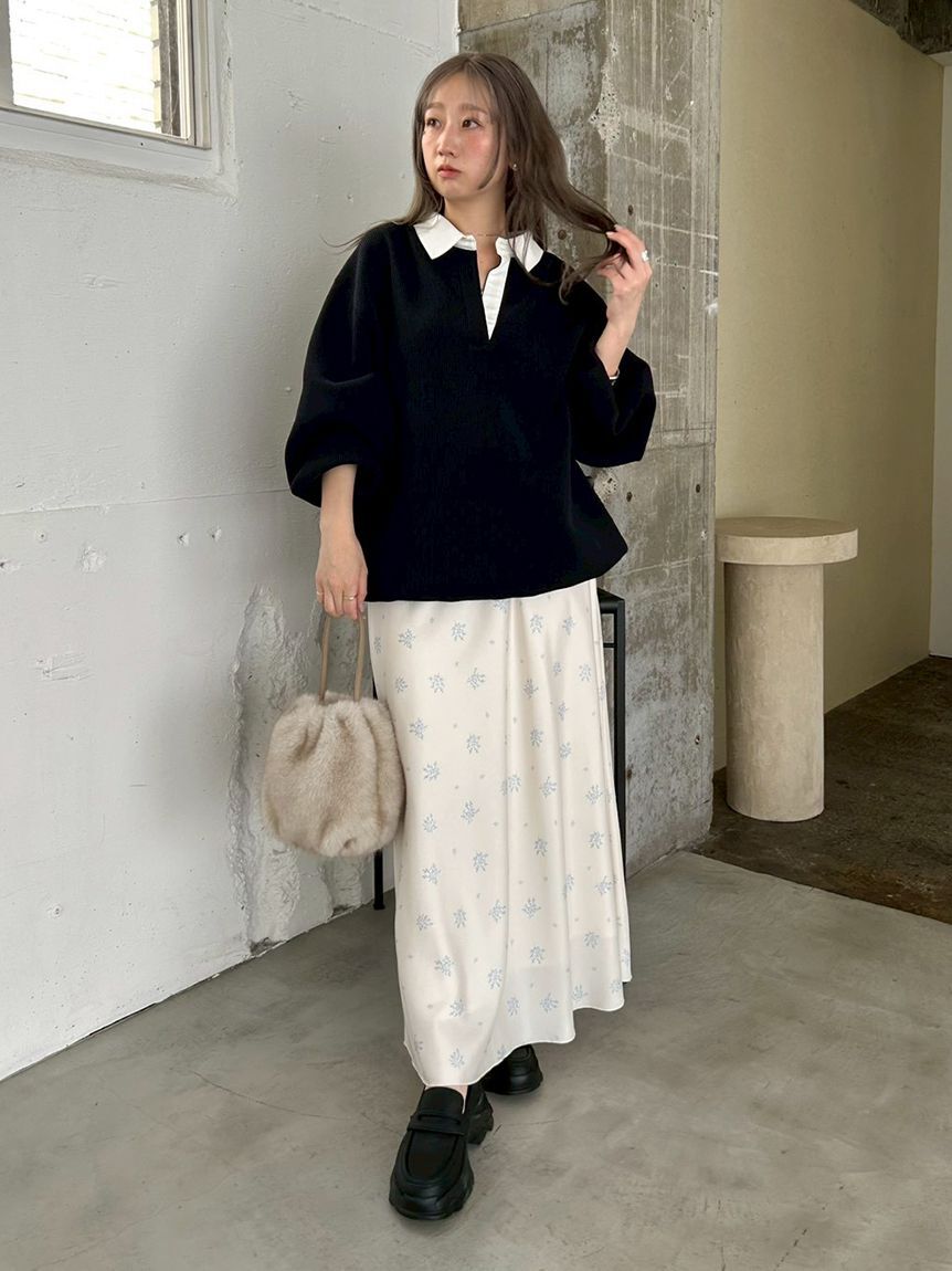 emmi atelier「フラワープリントナロースカート【セットアップ対応】」|スカート|