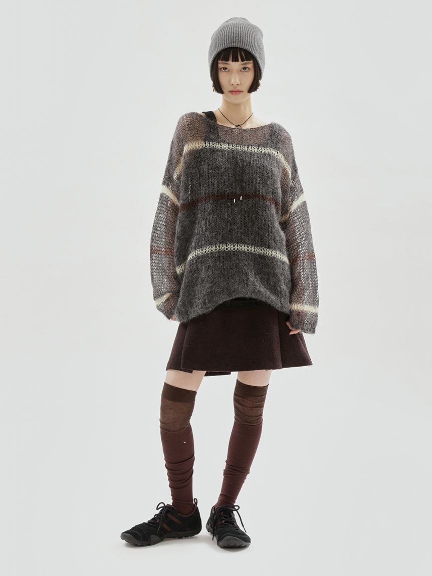 emmi atelier「ウールリブニットビーニー」|ニット帽|