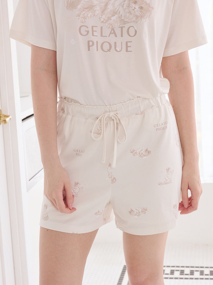 gelato pique「【抗菌防臭】バスタイムCAT柄ショートパンツ」|ルームウェア|