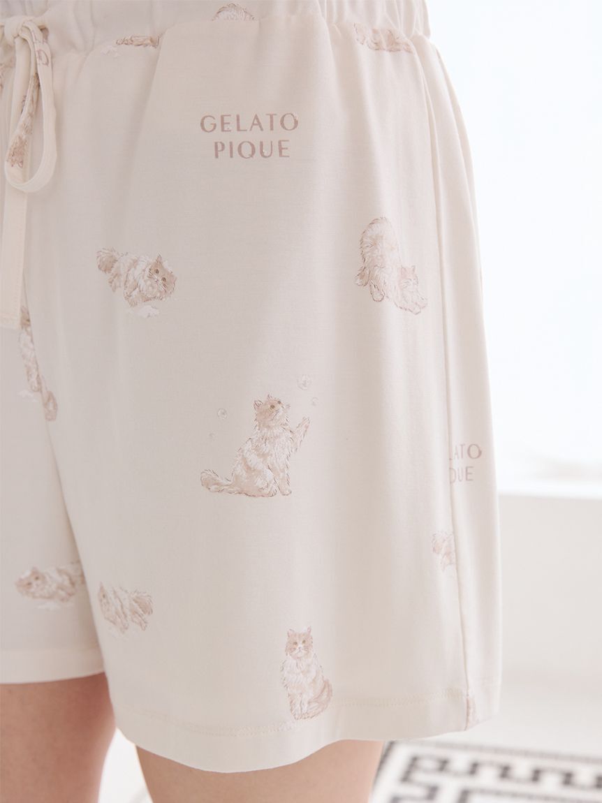 gelato pique「【抗菌防臭】バスタイムCAT柄ショートパンツ」|ルームウェア|