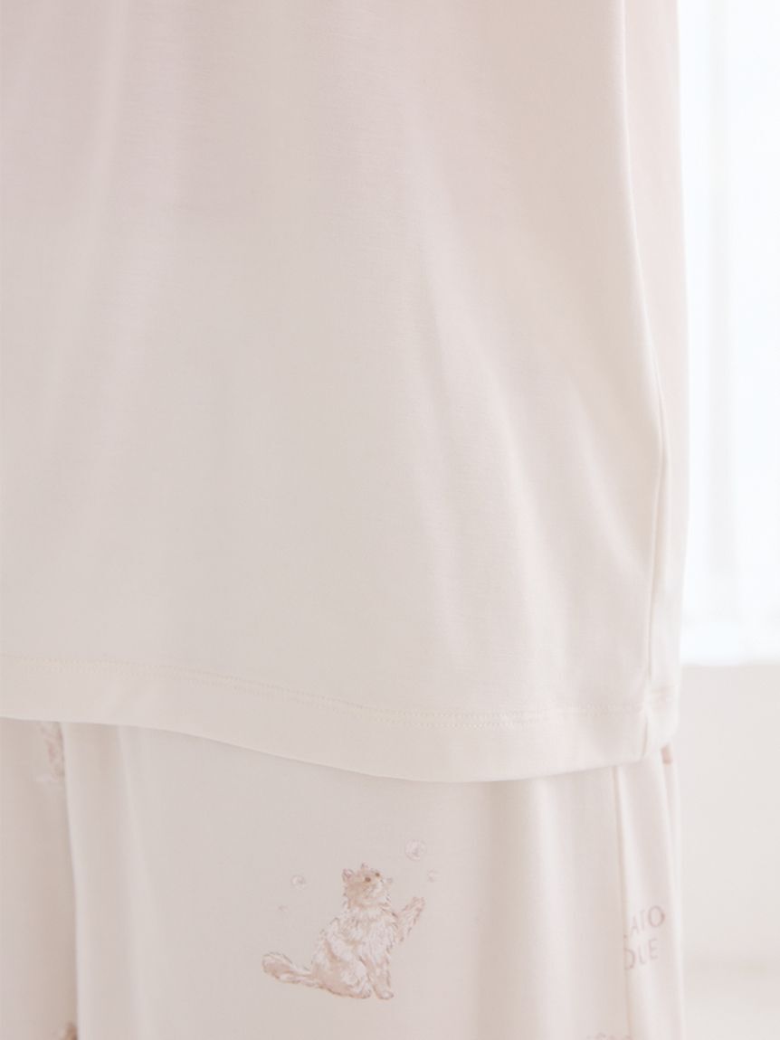 gelato pique「【抗菌防臭】バスタイムCATワンポイントTシャツ」|ルームウェア|