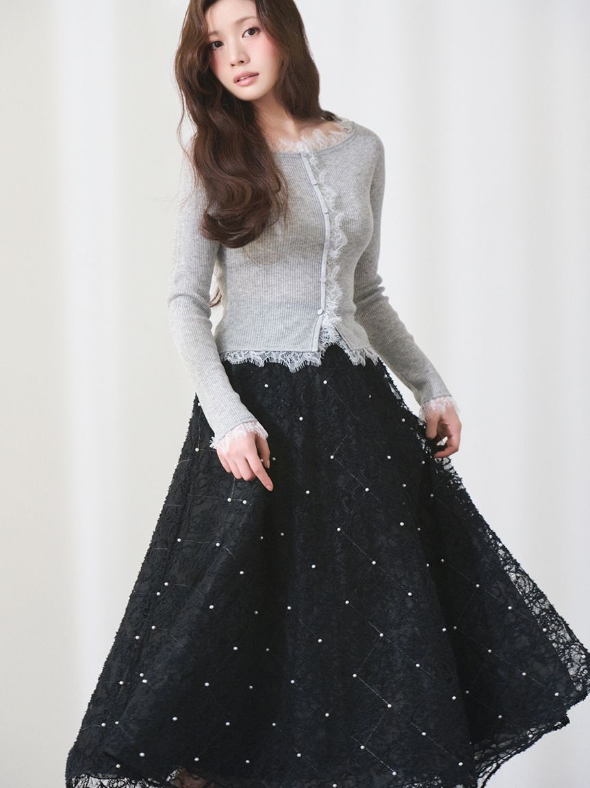 CELFORD「レース刺繍スカート」|スカート|BLK