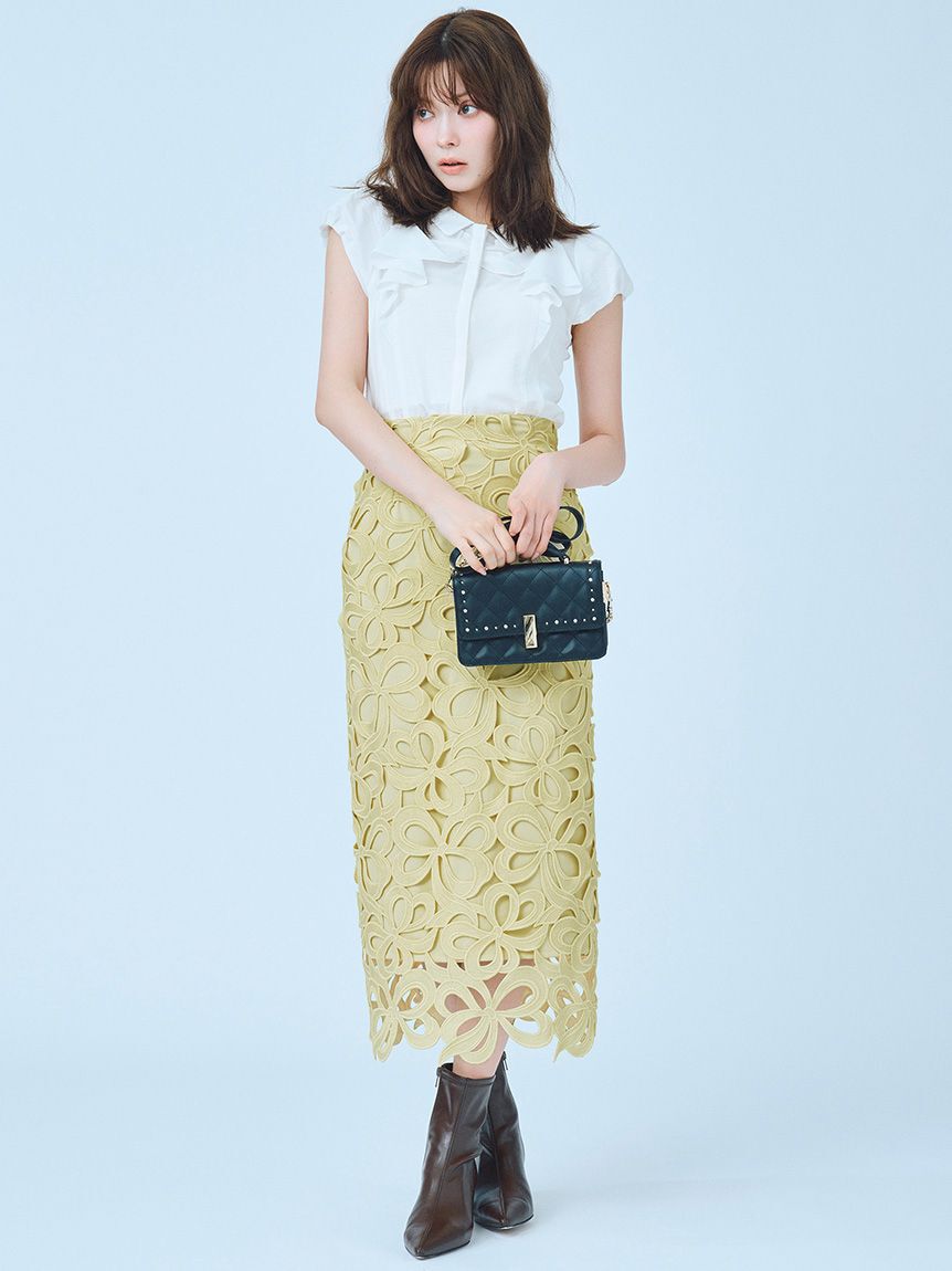 CELFORD「【WEB限定34サイズ展開】リボンレーススカート」|スカート|YEL