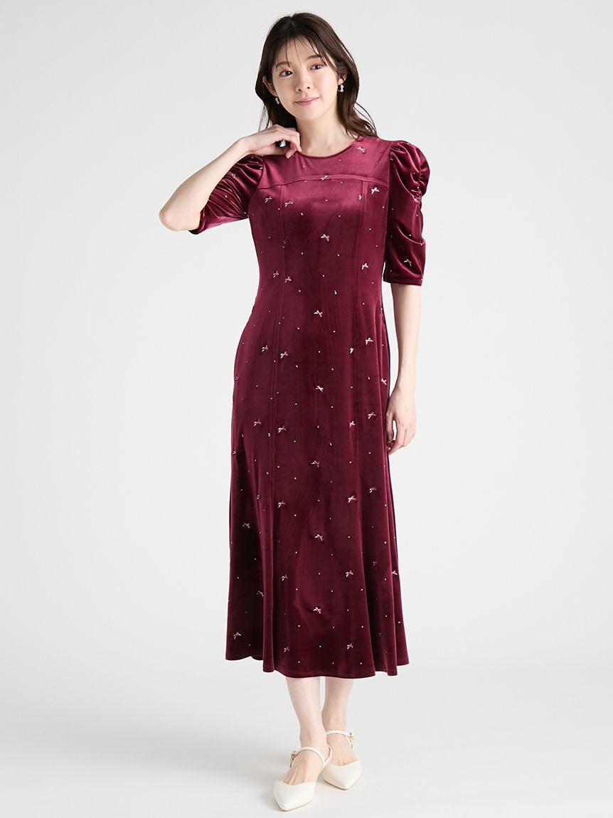 CELFORD「リボンドット刺繍ベロアワンピース」|ワンピース|BRD