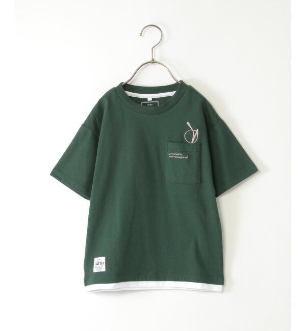 ikka kids「【親子おそろい】メガネポケ裾レイヤーTシャツ（120~160cm）」|Tシャツ・カットソー|