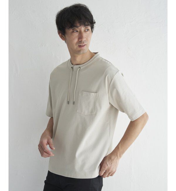 ikka「冷感ルーイカラー5分袖ポケT」|Tシャツ・カットソー|グレー