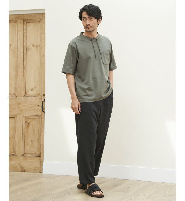 ikka「冷感ルーイカラー5分袖ポケT」|Tシャツ・カットソー|