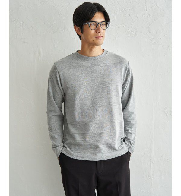 IKKA LOUNGE「ランダムリップルボーダーロンT」|Tシャツ・カットソー|グレー