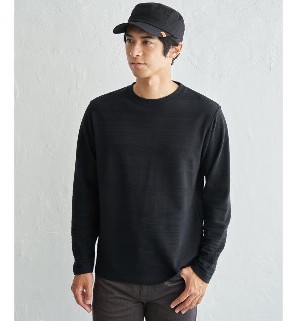 IKKA LOUNGE「ランダムリップルボーダーロンT」|Tシャツ・カットソー|ブラック