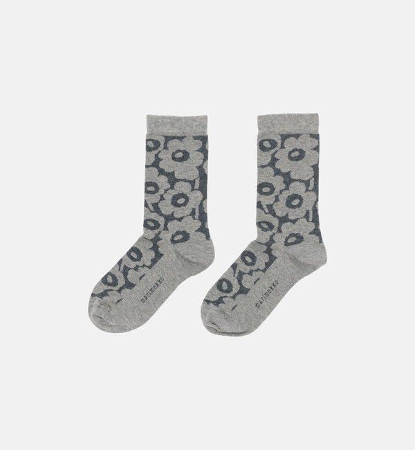 Marimekko「Linjaus Unikko Melange ソックス」|ソックス|グレー&times;ライトグレー