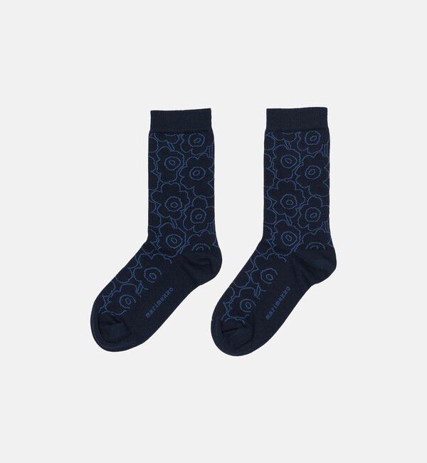 Marimekko「Linjaus Piirto Unikko ソックス」|ソックス|ﾀﾞｰｸﾌﾞﾙｰ&times;ﾗｲﾄﾌﾞﾙｰ