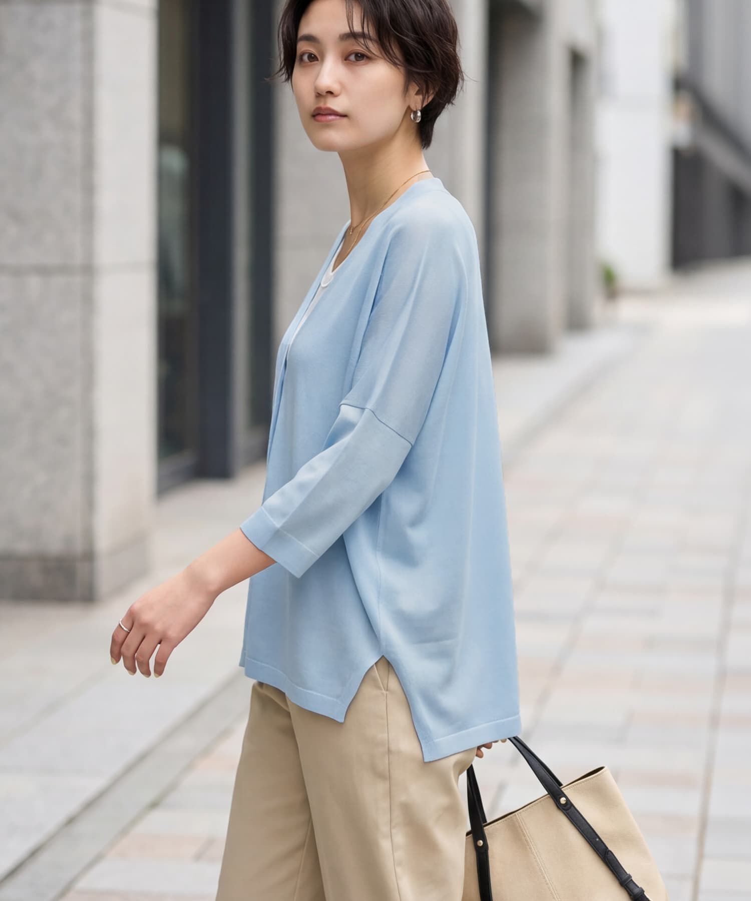 STYLE DELI「【LUXE】２ボタンゆったり７分袖カーディガンB」|カーディガン|