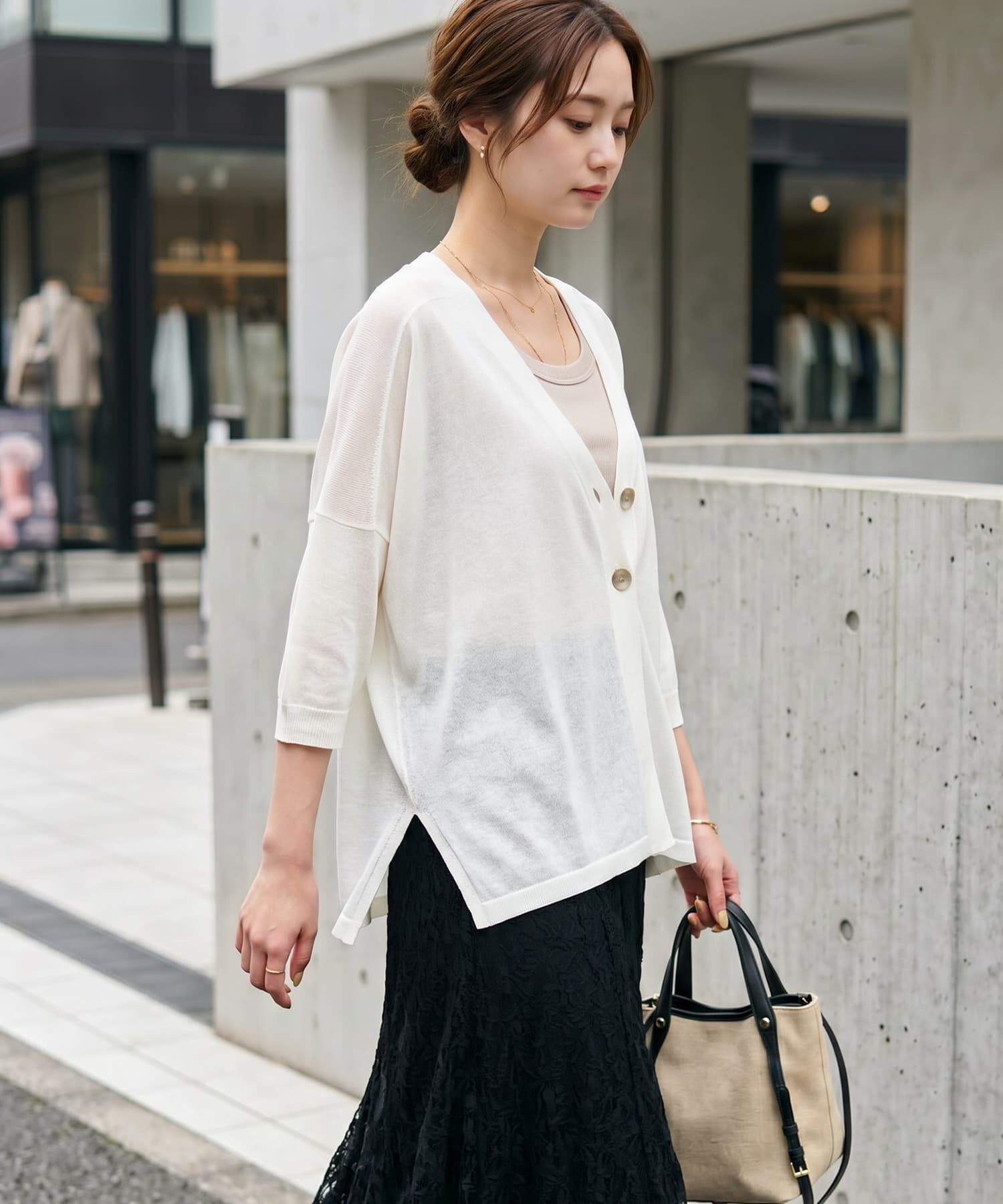STYLE DELI「【LUXE】２ボタンゆったり７分袖カーディガンB」|カーディガン|