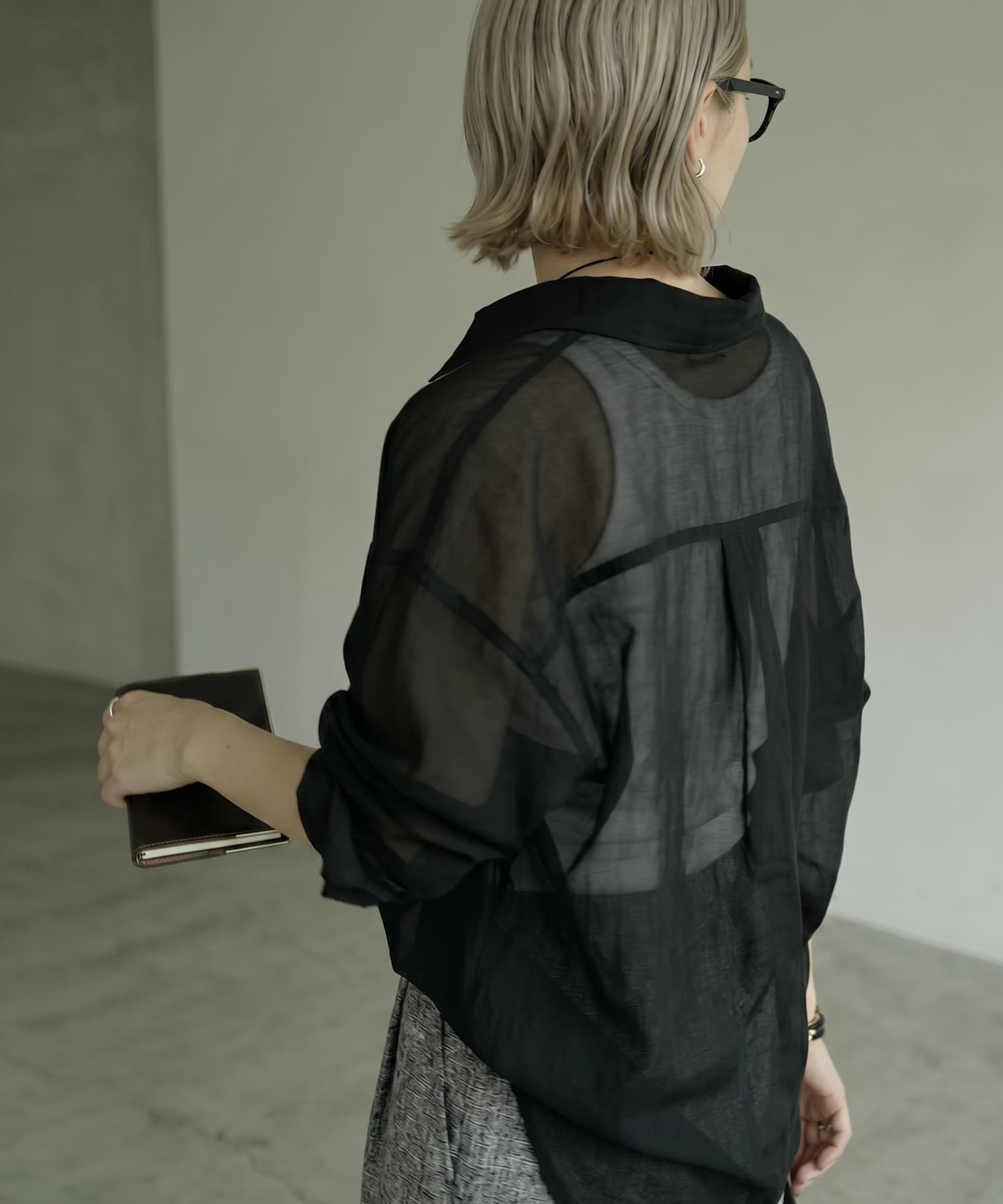 STYLE DELI「【BLK001】サマーシアー片ポケットシャツ」|シャツ・ブラウス|
