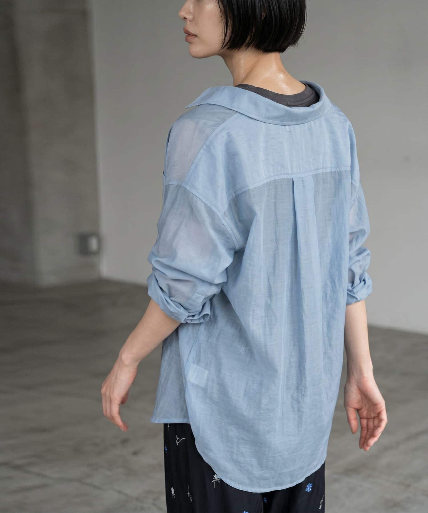 STYLE DELI「【BLK001】サマーシアー片ポケットシャツ」|シャツ・ブラウス|