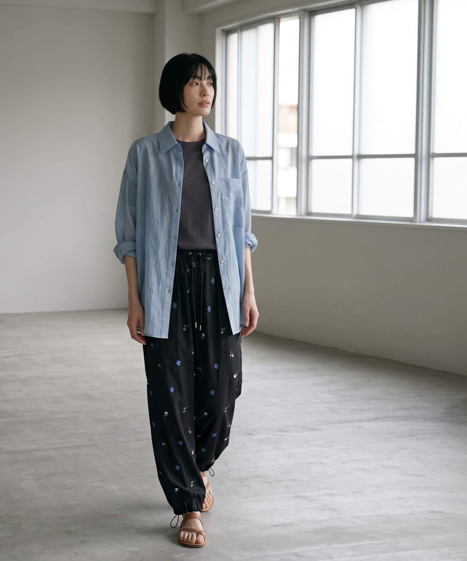 STYLE DELI「【BLK001】サマーシアー片ポケットシャツ」|シャツ・ブラウス|