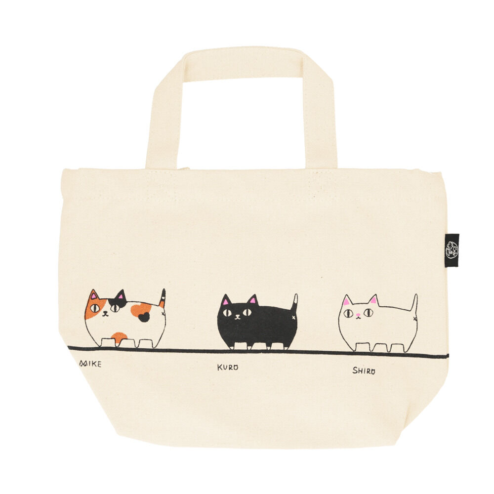 BACKYARD FAMILY「ミニトートバッグ キャンバス 通販 猫 猫3兄弟 小さめ ミニ 小 かわいい 布 レディース」|トートバッグ|ベージュ4
