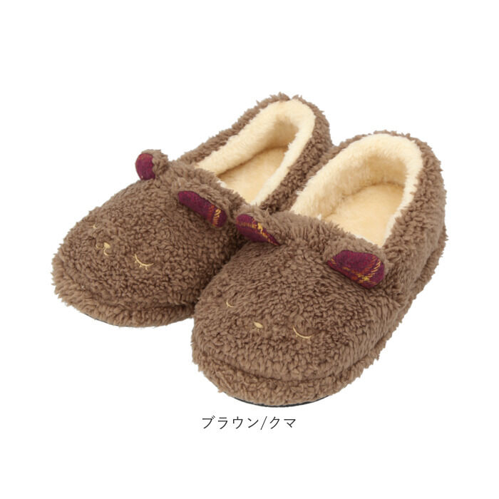 BACKYARD FAMILY「子供 キッズ スリッパ かかと ルームシューズ もこもこ 通販 アニマルスリッパ ファースリッパ」|ルームシューズ|