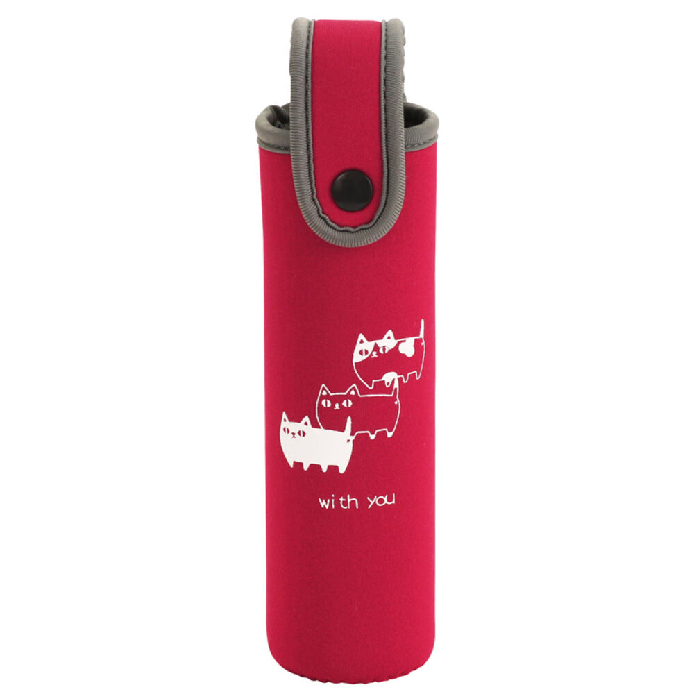 BACKYARD FAMILY「ボトルホルダー 200ml 通販 水筒カバー ボトルカバー 猫3兄弟 猫 三兄弟 専用ホルダー」|食器・キッチングッズ|レッド1