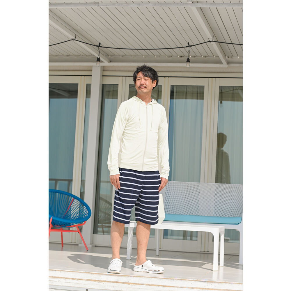 BACKYARD FAMILY「ラッシュガード メンズ 長袖 通販 無地 シンプル パーカー 夏 ジップアップ M L XL」|スポーツ|ホワイト1