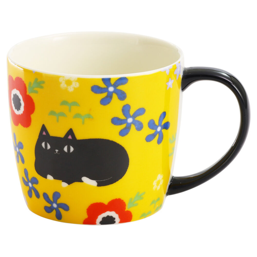BACKYARD FAMILY「にゃん屋 猫3兄弟 マグカップ 通販 日本製 マグ カップ コップ 猫 3兄弟 キャラクター ねこ」|グラス・マグカップ|イエロー1
