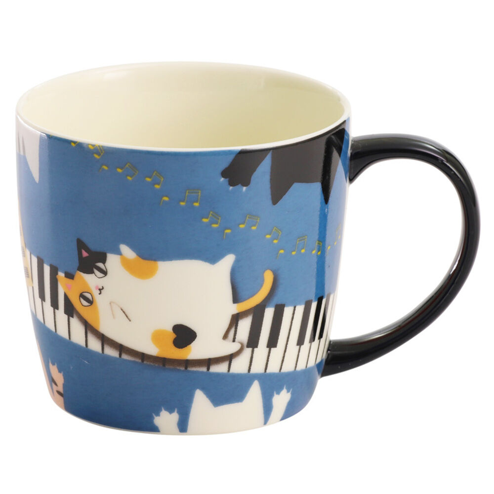 BACKYARD FAMILY「にゃん屋 猫3兄弟 マグカップ 通販 日本製 マグ カップ コップ 猫 3兄弟 キャラクター ねこ」|グラス・マグカップ|ブルー2