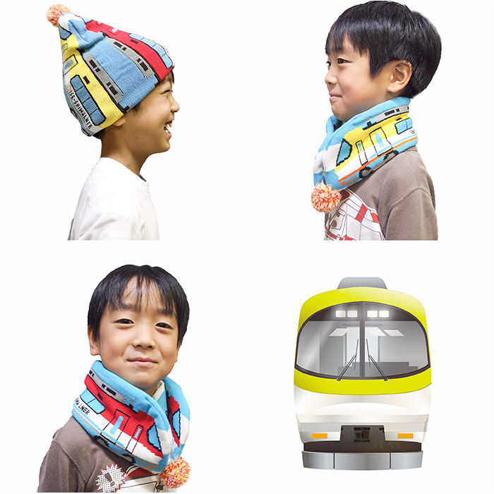 BACKYARD FAMILY「ニット帽 キッズ 通販 鉄マフぼう マフラー 2WAY 鉄道 電車 新幹線 男の子 ニットワッチ」|ニット帽|