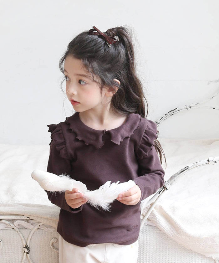 BACKYARD FAMILY「襟付き カットソー 長袖 キッズ 通販 トップス Tシャツ 女の子 襟あり フリル 子供 こども」|その他|
