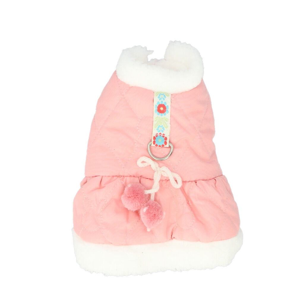 BACKYARD FAMILY「ドッグウェア 冬 通販 ペット服 犬服 袖なし 犬用洋服 ハーネス洋服 リング付き コート」|その他|ピンク1