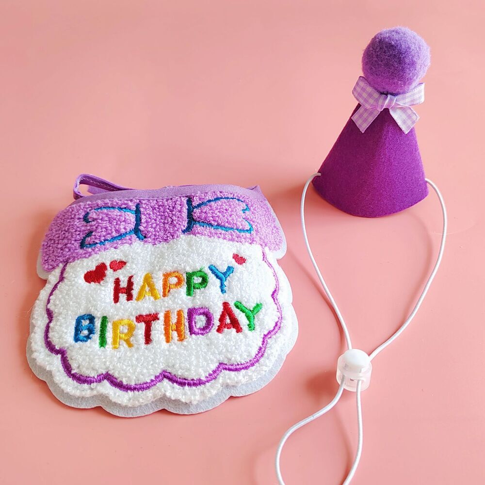 BACKYARD FAMILY「犬 誕生日 帽子 通販 バースデー 犬猫 アクセサリー 首 スタイ ハット よだれかけ バンダナ」|その他|パープル2