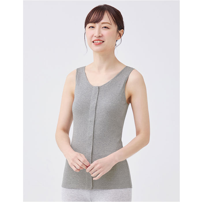 BACKYARD FAMILY「前開き ブラトップ 通販 綿100%前開きカップ付タンクトップ カップ付タンクトップ 前あき」|インナー|