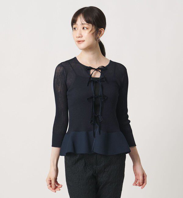 UNITED ARROWS「シアー リボン 2WAYカーディガン ‐ウォッシャブル‐」|カーディガン|