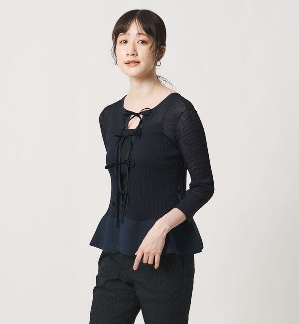 UNITED ARROWS「シアー リボン 2WAYカーディガン ‐ウォッシャブル‐」|カーディガン|