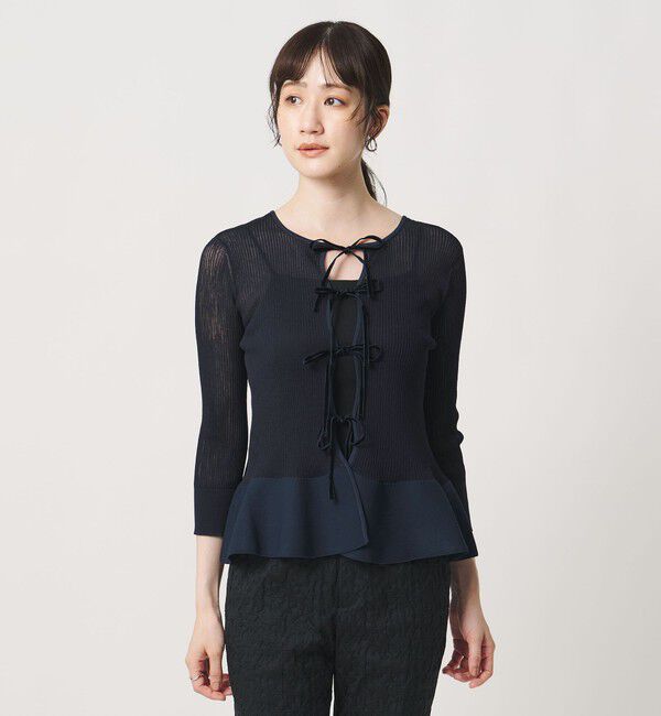 UNITED ARROWS「シアー リボン 2WAYカーディガン ‐ウォッシャブル‐」|カーディガン|