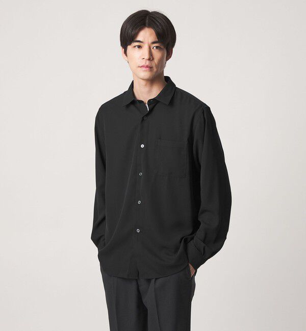 UNITED ARROWS green label relaxing「【WEB限定】JUST fit ソフトドレープ 長袖 シャツ」|シャツ・ブラウス|BLACK