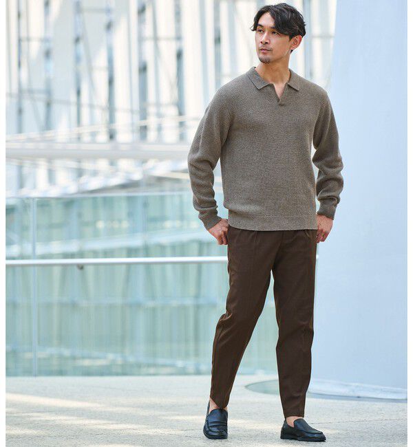 UNITED ARROWS green label relaxing「【WEB限定】JUST fit ウールライク 1プリーツ イージーパンツ -ストレッチ-」|チノ|