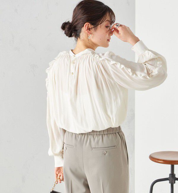 SHIPS for women「〈手洗い可能〉割繊 フリル デザイン ブラウス 24SS ◇」|シャツ・ブラウス|