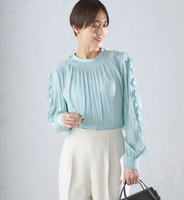 SHIPS for women「〈手洗い可能〉割繊 フリル デザイン ブラウス 24SS ◇」|シャツ・ブラウス|