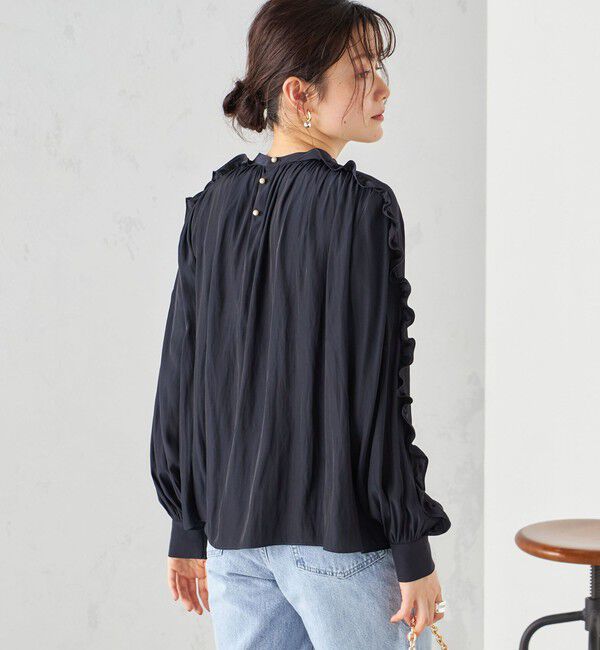 SHIPS for women「〈手洗い可能〉割繊 フリル デザイン ブラウス 24SS ◇」|シャツ・ブラウス|