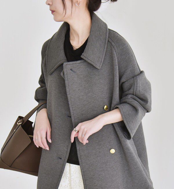 quaranciel「《一部追加予約》quaranciel:〈手洗い可能〉ダンボール ステンカラー ジャケット コート」|ステンカラーコート|